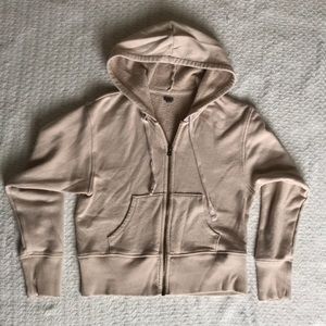 Aerie Cropped Tan Zip-Up